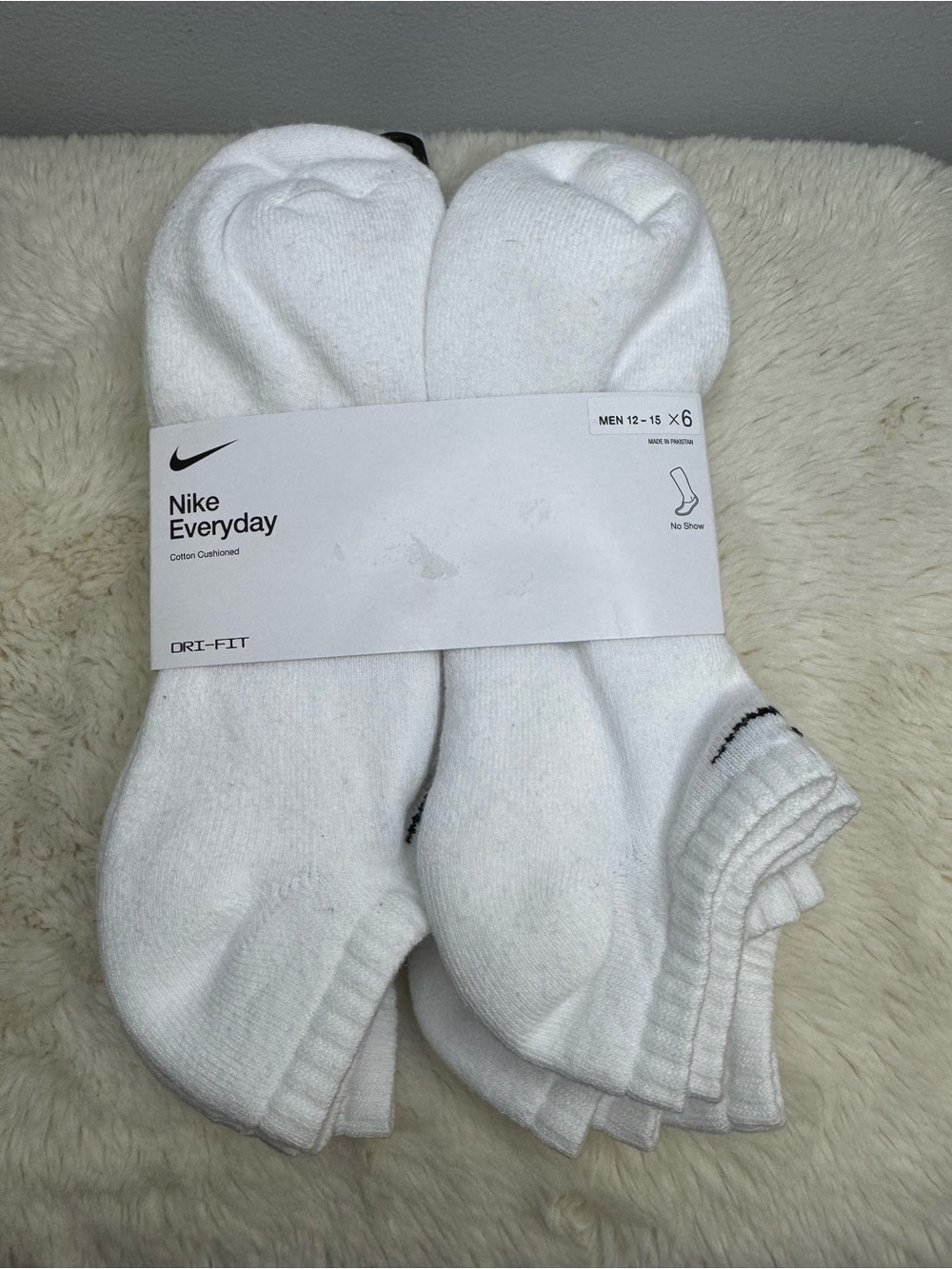 Nike Everyday Men's White No-Show Athletic Socks - 6 Pack